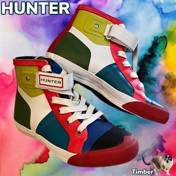 HUNTER | Hi-Top | Lined | Waterproof |Lace Up & Velcro Colorblock Sneakers - Picture 14 of 15